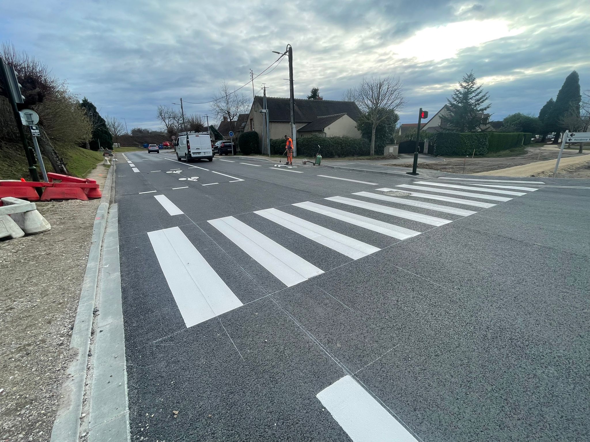 Chantier de marquage au sol